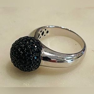 Milor Black Spinel Sterling Large Ring